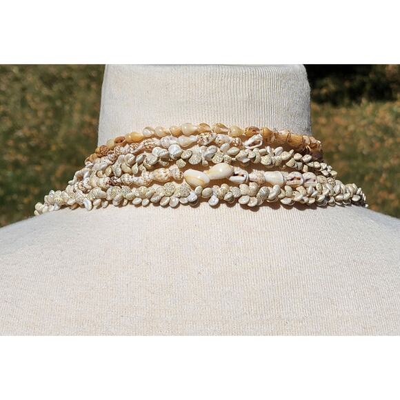 5 Seashell Beaded Necklaces Handmade Statement Set Boho Beach Girl Summer Layer - Picture 8 of 8
